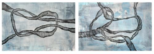 Double Double Bind und Triple BindGraphit und Acryl auf Leinwand120 x 80 x 4 cm2016